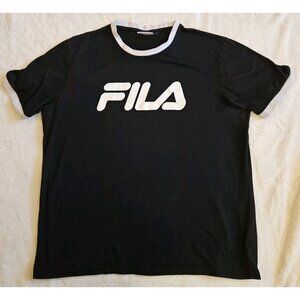 FILA Casual T-Shirts XL Womens Black Logo Short Sleeve